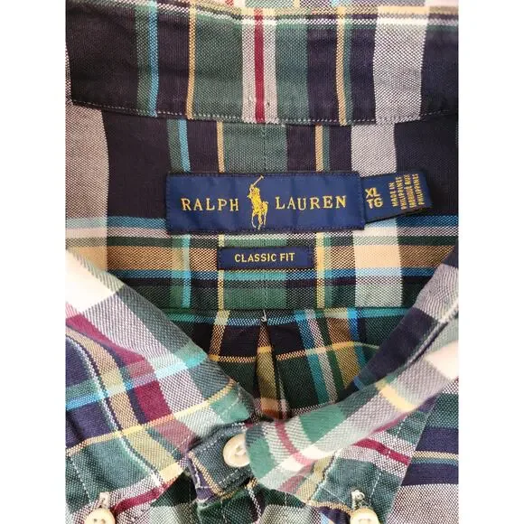 Ralph Lauren Classic Fit Mens XL Multicolor Plaid Long Sleeve Button Down Preppy - Picture 4 of 11